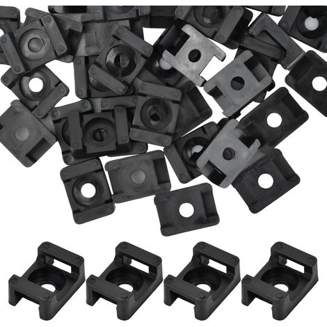 Cable Tie Mounts, Screw Bases, Pack of 150 Bases, 2.2cmx1.5cm Type Saddle Type Cable Base Bracket, Nylon Clamps for Cables, Wires, Home, Black (1/5)