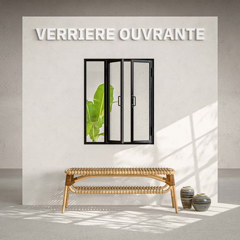 Verrière Ouvrante en Acier 3 Carreaux - Noir (1/4)
