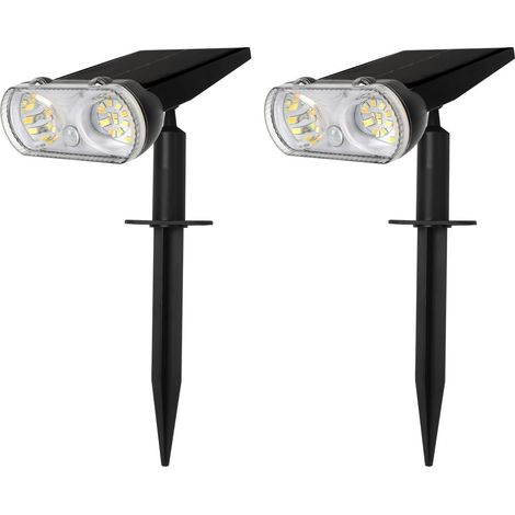 Lot de 2 Lampes Solaires Extérieures avec Détecteur de Mouvement, 3 Couleurs 3000K/4500K/6500K, IP67 Étanches, Capteur 120°/8 m, Lumière Solaire Extérieur pour Jardin Cour Allée Chemin (1/5)