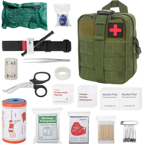 Sac de Secours, 46PCS Trousse Kit de Premiers Soins, Traumatisme Trousse de Premiers Soins, Boîte d'urgence de Survie Extérieur pour Maison, Camping (1/5)