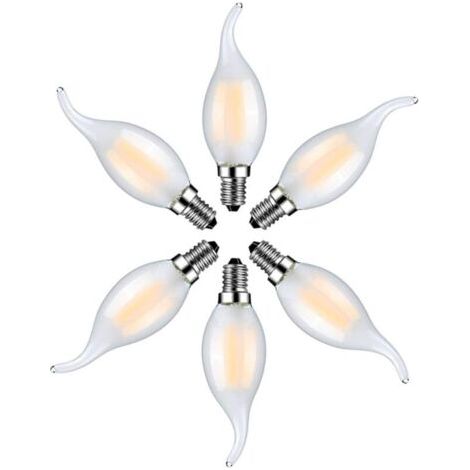 6er-Pack E14 4W warmweiße 2700K LED-Flammenlampen – Glühkerzenlampen für Kronleuchter – Milchglas