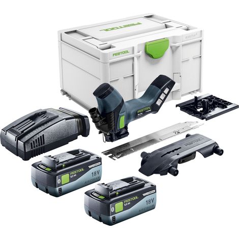 Sierra aisladora sin cable Festool ISC 240 Basic 18 V 240 mm + 2x batería 8,0 Ah + cargador rápido + Systainer