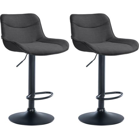 Lot de 2 tabourets de bar Vonore tissu Gris foncé Noir (1/5)