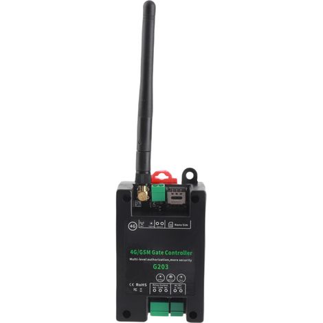 Contrôleur de Portail GSM/4G G203 pour Portes avec Relais Connectable et App Contrôle pour Smartphone, Télécommande sans Fil via SMS et Appel, Support jusqu'à 1001 Utilisateurs, Portée Mondiale