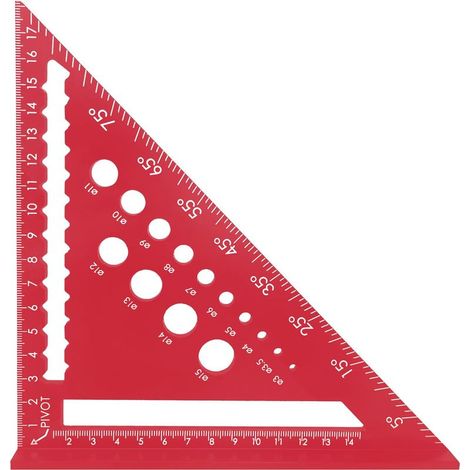 7-inch Carpenter's Square, Metric Triangle Ruler, High Precision Aluminum Alloy Triangle Ruler for Carpenters, Roofers, Engineers (Red) (1/5)