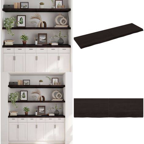Wandregal Dunkelbraun 180x50x(2-6)cm Massivholz Eiche Behandelt - Eichenholz Regal - Wandregal - Holzkasten - Rustikal - Wohnraum Dekoration - Home & Living (1/5)