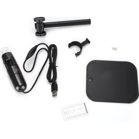 Microscope numérique USB portable 50-1000X avec 8 LED, caméra endoscopique, loupe, support élévateur inclus (1/5)