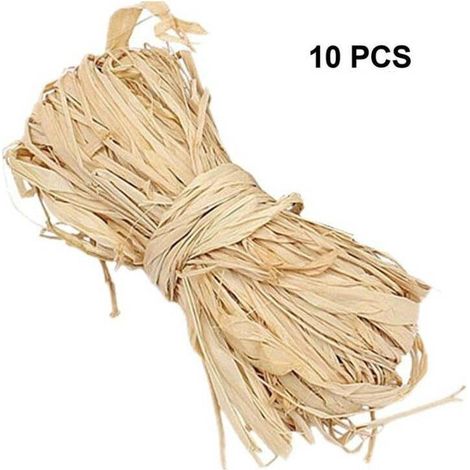 Corde en raphia naturel, 50 g par paquet, 10 paquets au total, attache végétale naturelle, décoration, bricolage (1/3)