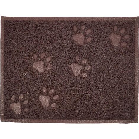 Tapis Alimentation Animal - PVC Imperméable 30 x 40 cm - Pour Chien Chat Chiot Chaton - Gris Beige Brun - 1 Pièce (1/5)