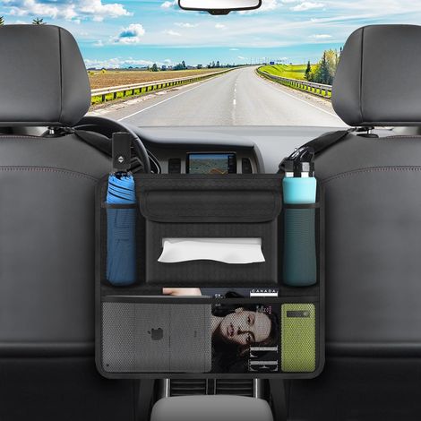1 Filet de Rangement, Tissu Oxford Maille, Plaque PP Renforcée, Crochets Élastiques, Organisateur Siège Voiture (1/5)