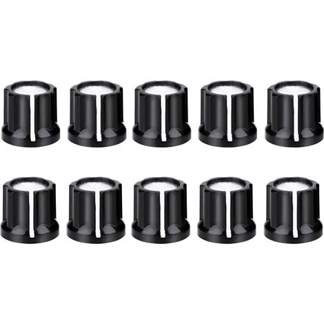 Boutons de contrôle du Volume, 10pcs Bouton Potentiomètre, Bouton de Rotation réglable en métal Noir Potentiomètre Boutons de contrôle Cap pour D Shapes Shaft Guitare électrique Bas (1/5)