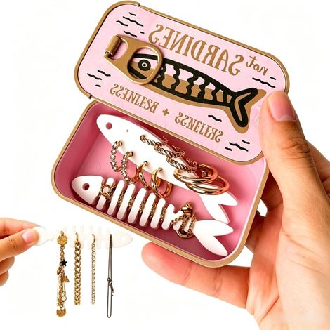 Boîte de rangement ludique Irovami Sardines, rose et marron (1/5)