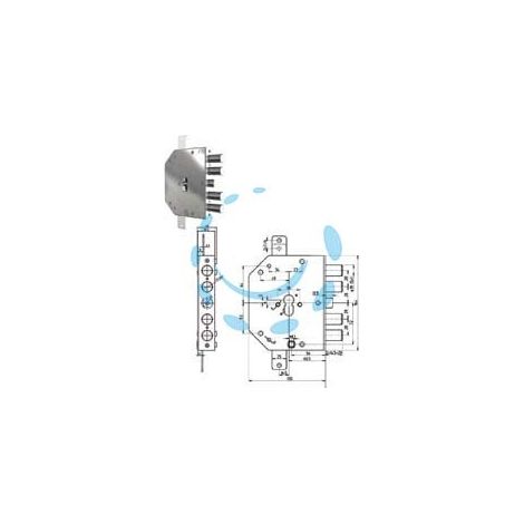 SERRATURA TRIPLICE APPLICARE SCROCCO CIL. EUROP. BLINDATE 2155PEN N/FL - mm.60 SX (2155PEN-11N/FL)