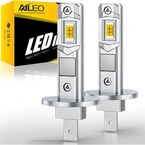 H1 LED Bulbs 3000K Amber Yellow 20000LM 60W per Pair 9-36V Halogen Replacement Plug (1/5)