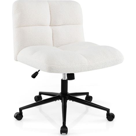 COSTWAY Modern Cross Legged Chair Upholstered Criss Cross Chair Vanity Chair (1/5)