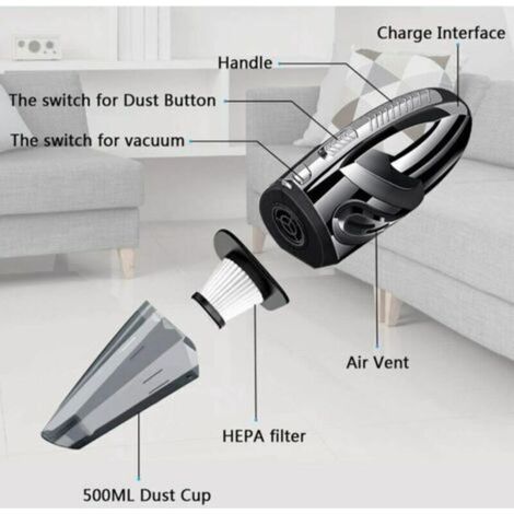 Aspirateur sans fil puissant 120 W – Fonction séchage & aspiration humide, batterie rechargeable 2200 mAh, filtre HEPA lavable + 5 accessoires – Idéal pour maison, bureau, voiture et surfaces délicate (1/4)