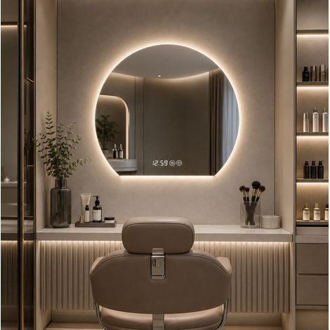 Specchio LED bagno 80 cm in vetro argentato, moderno antiappannamento FloraGrace (1/5)