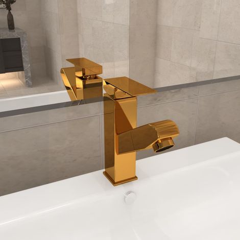 vidaXL Rubinetto Lavabo da Bagno Funzione Estraibile Oro 157x172 (1/5)