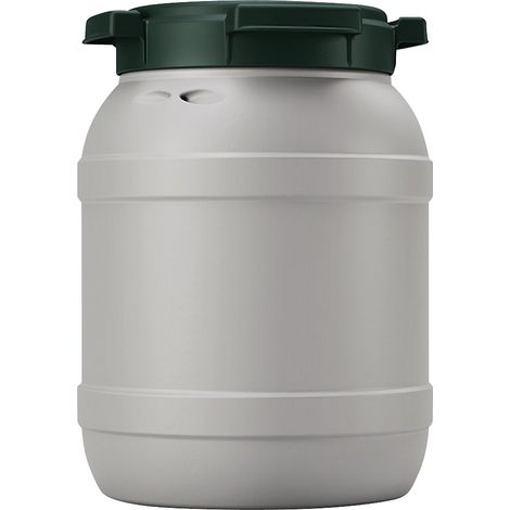 Tonnelet UN-X 6 l en PE recyclé – Hauteur 265 mm – Couverture étanche avec joint en caoutchouc – Pour liquides et poudres