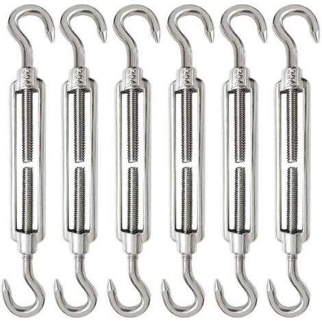 6 Pièces Tendeur Cable M6 Tendeur Cable Inox 304 Réglable Crochet de Ridoir et Crochet pour Tendeur de Fil Cable Acier Corde Crochet Tendeur (1/5)