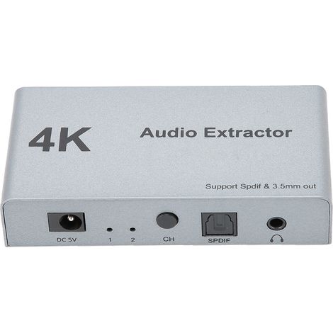 Extracteur/distributeur audio HDMI 2 entrées/1 sortie 4K 30 Hz HDMI vers HDMI optique SPDIF 3,5 mm