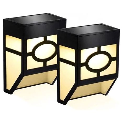 2 pièces Lampes murales solaires imperméables Abs LED lumière Solaire extérieure lumière de éclairages muraux Cour Chemin Lampe de clôture pour Couloir à la Maison (1/5)