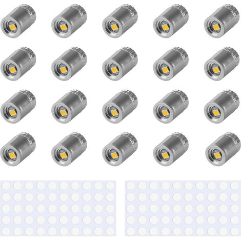 Lot de 20 Mini-Lampes LED, Lampes LED Miniatures sans Fil avec Piles et 100 Points Adhésifs, Éclairage Miniature pour Loisirs Créatifs, Décoration de Fêtes et Vitrines (Lumière Blanc Chaud) (1/5)