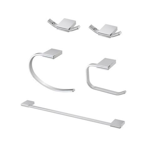 Set accessori a muro 5 pezzi in acciaio cromato e viti incluse Futura (1/5)