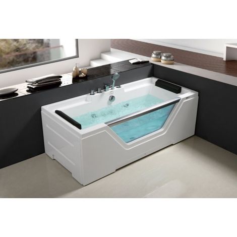 Vasca idromassaggio 170x80cm con vetro frontale riscaldatore e airbubble Sicorage Oblega