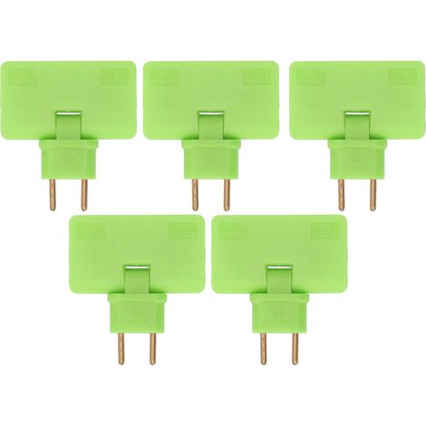 5er-Pack EU-Steckdosenadapter, kabellos, 180°-Verlängerung, 1 auf 3 EU-Stecker, 110–250 V, Grün (1/5)
