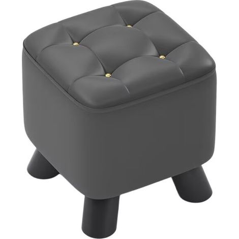 Pouf de Rangement, Tabouret rembourré Carré, pour Salon, Optique Lin, Repose-Pieds,28 x 25 cm,Gris Foncé (1/2)