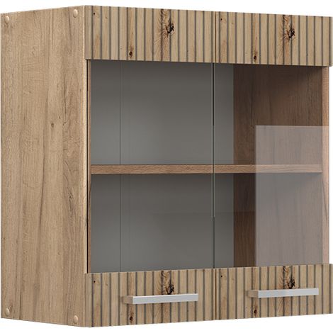 Meuble de cuisine haut vitré R-Line, Chêne Artisan, 60 cm, Vicco