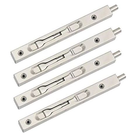 Set mit 4 (2 Paar) verdeckten Schiebetürriegeln mit Sicherheitshebel aus gebürstetem Edelstahl, 22 cm lang (1/5)