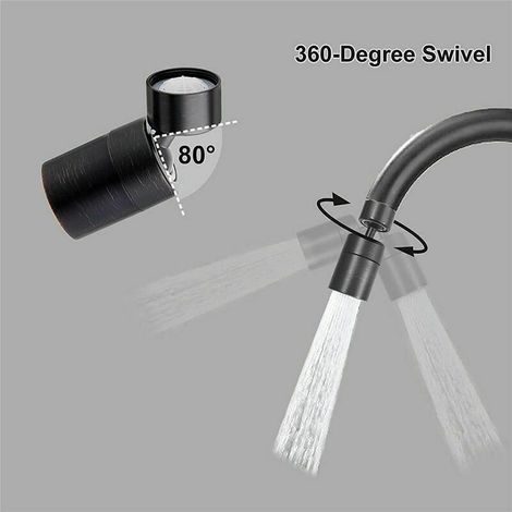 Aérateur De Robinet Mousseur Pour Robinet Pivotant 360 Degrés-2 Modes Adaptateur Fil Interne 22mm (Noir) (1/4)