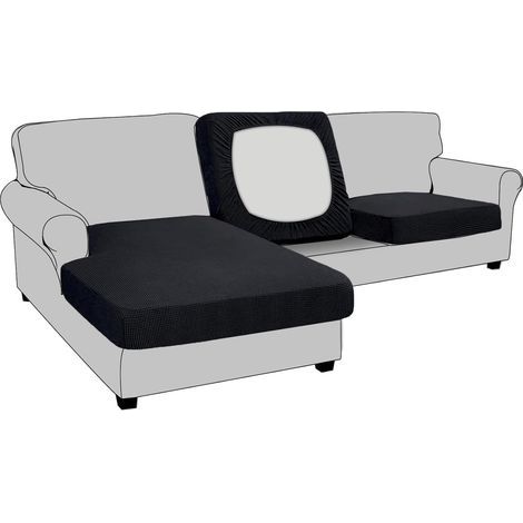 Housse de Coussin Extensible de canapé Housse de Protection pour Meubles Housse de siège de canapé Couvre pour Canapé Protege de Meubles Antipoussière (2 Places,Noir) (1/5)