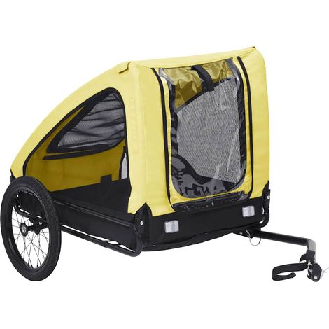 vidaXL Remolque de bicicleta para mascotas amarillo y negro (1/5)