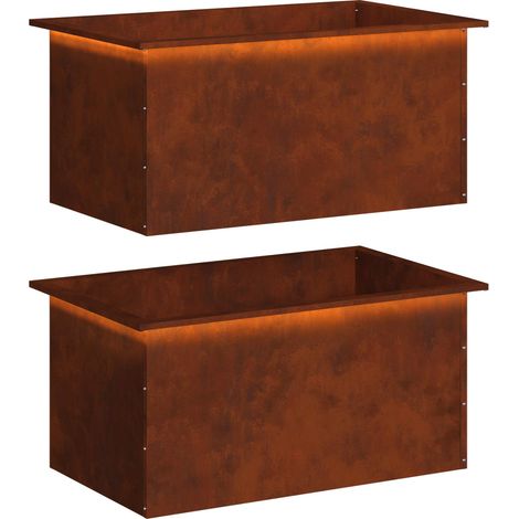 vidaXL Garden Planter with LED 2 pcs Rusty 50 x 80 x 48 cm