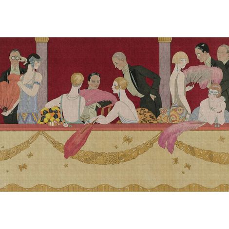 Papier peint panoramique original opéra Tapisserie panoramique rouge & beige année 20 Papier peint panoramique chambre adulte & salon (1/2)