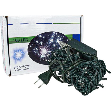 Luci Per Natale Catena 100 Led 9M Colore Blu IP44 Lucciole Per Decorazioni Natalizie Con Filo Verde (1/3)