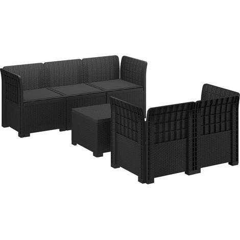 Divano da Giardino 5 Posti con Cuscini Stile Rattan PP vidaXL (1/5)