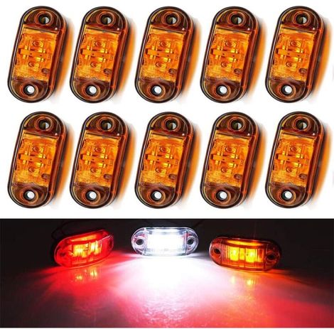 Side marker light, pack of 10 12V waterproof work lights, car exterior lamp, rear warning light, car truck trailer signal light (yellow) (1/4)