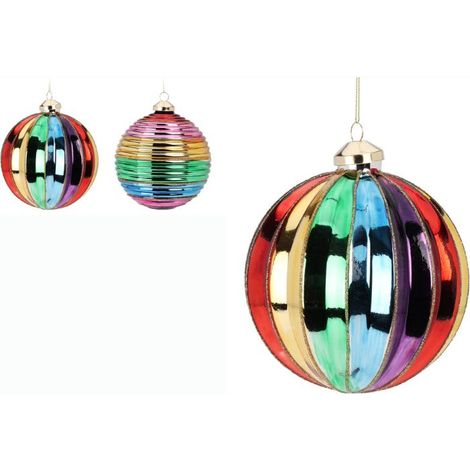 PALLINA DI NATALE IN VETRO, 15CM, MODELLO MULTICOLORE ASSORTITO