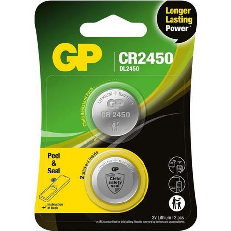 Pile bouton au lithium CR2450, paquet de 2