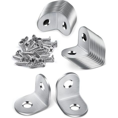 Lot de 20 Équerre Métal, 20 × 20 mm Équerre de Fixation, Equerre de Fixation 90 degrés, equerre Inox avec 40 vis, Petite Equerre Metal pour Fixation de Meubles en bois (1/4)