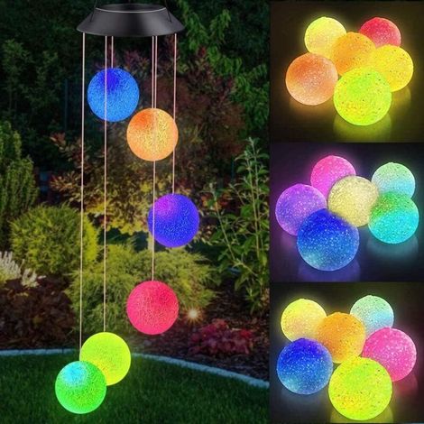 Solaire Carillon éolien, LED Mobile Carillon Changement de Couleur Intérieure et Extérieure étanche, Carillons éoliens Boule de Cristal pour Jardin, Fête, Patio, Porch, Terrasse, Cour,Home Décoration-