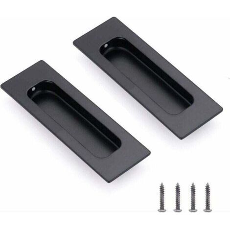 2 Pièces Poignée de Coquille en Acier Inoxydable Poignées de Meubles Cachées Poignées de Tiroir Poignée de Porte Coulissante Vintage Poignée Incrustée Ovale avec Vis pour Armoires/Portes Coulissantes