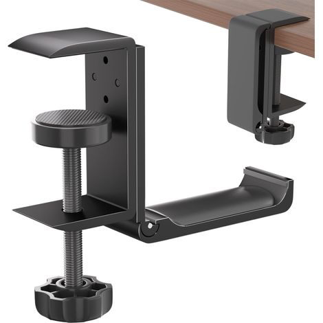 Desktop-Kopfhörerständer – Standard-Kopfhörer – Verstellbare Halterung – Universalhaken – Schwarzes Aluminium