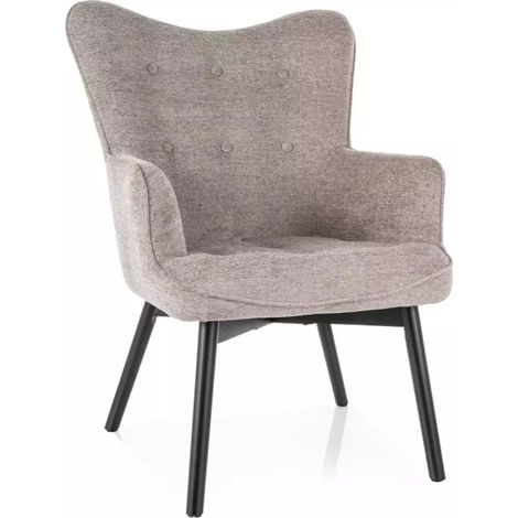 Chaise SALYNE en tissu beige et pieds bois noir mat design
