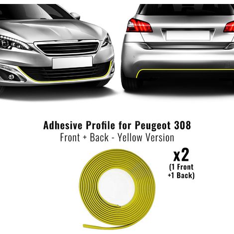 Profilo Adesivo per Dam Paraurti Peugeot 308 con Biadesivo 3M APT - Colore: GIALLO - Confezione: FULL