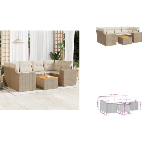 Salon de jardin avec coussins 7 pcs beige résine tressée - Ensemble Salon De Jardin - Meuble Extérieur - Jardin Design - Mobilier De Jardin - Chaise Lounge (1/3)